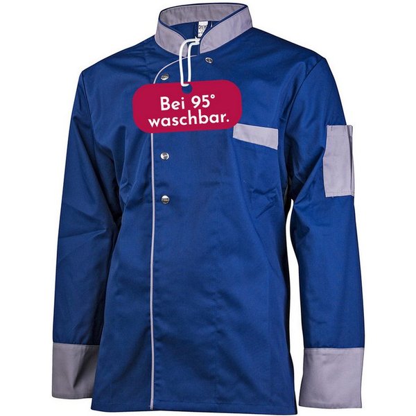 Clinotest Kochjacke langarm - 95 Grad waschbare, kochfeste Kochjacken ohne Einlaufen (1-St) Kochhemd aus 65% Polyester, 35% Baumwolle, mit Druckknopfverschluss
