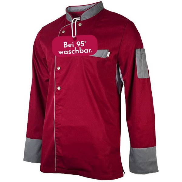 Clinotest Kochjacke langarm - 95 Grad waschbare, kochfeste Kochjacken ohne Einlaufen (1-St) Kochhemd aus 65% Polyester, 35% Baumwolle, mit Druckknopfverschluss