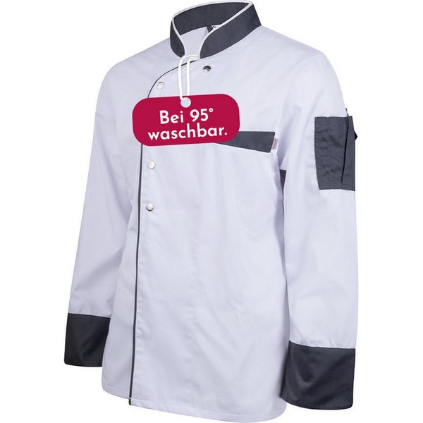 Clinotest Kochjacke langarm - 95 Grad waschbare, kochfeste Kochjacken ohne Einlaufen (1-St) Kochhemd aus 65% Polyester, 35% Baumwolle, mit Druckknopfverschluss