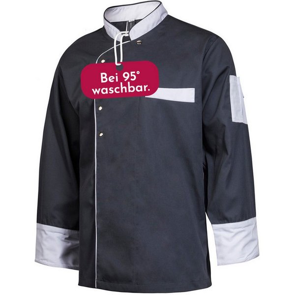 Clinotest Kochjacke langarm - 95 Grad waschbare, kochfeste Kochjacken ohne Einlaufen (1-St) Kochhemd aus 65% Polyester, 35% Baumwolle, mit Druckknopfverschluss