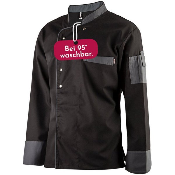 Clinotest Kochjacke langarm - 95 Grad waschbare, kochfeste Kochjacken ohne Einlaufen (1-St) Kochhemd aus 65% Polyester, 35% Baumwolle, mit Druckknopfverschluss