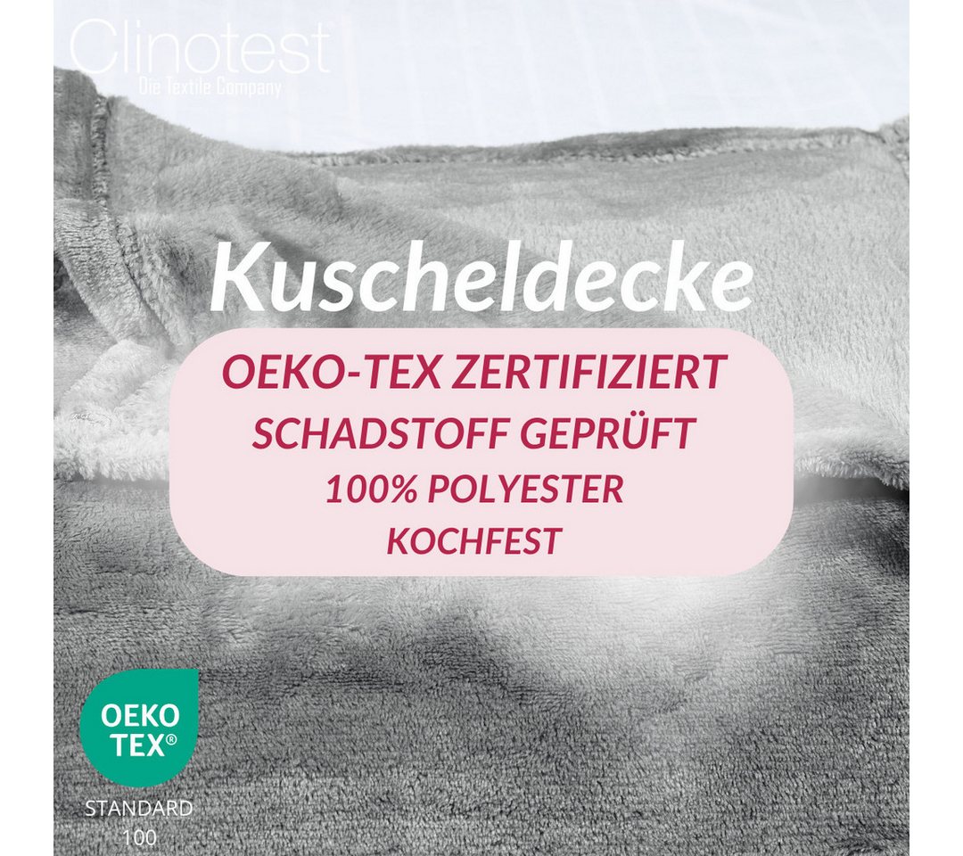 Wohndecke Kuscheldecke aus 100% Polyester, 150x220 cm, Clinotest, Kochfest ohne Einlaufen oder Fusseln, auch als Sofadecke & Tagesdecke – Bild 4 von 5