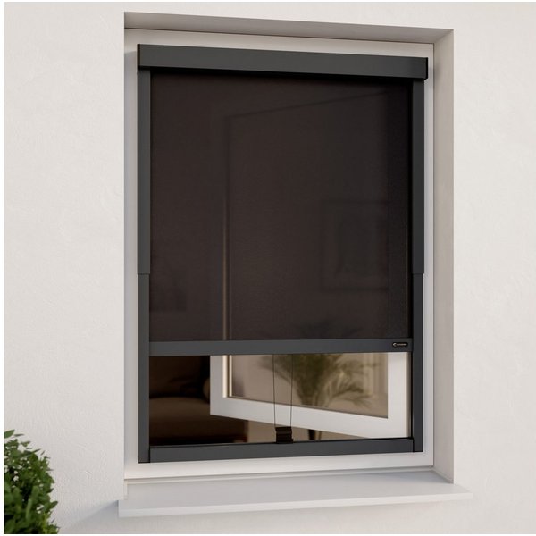 Rollo Außenrollo ohne Bohren (Grau, Transparent) für Fenster CLIP & SHADE, CLIP & SHADE