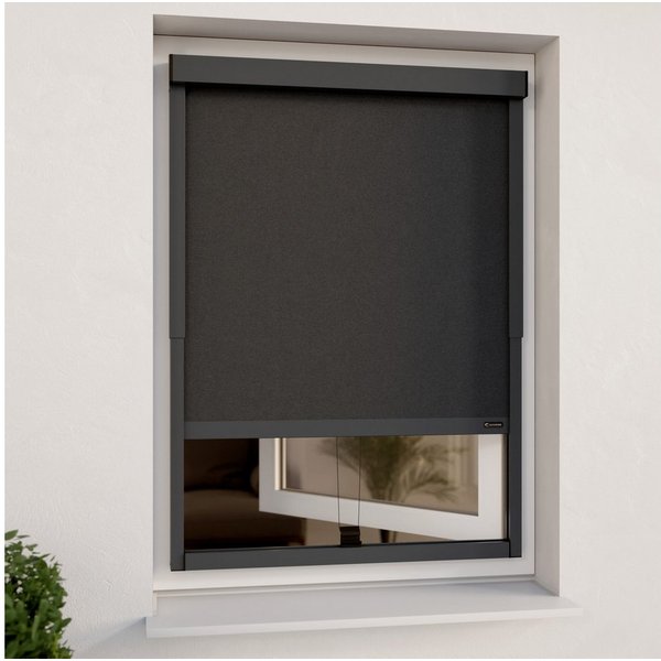 Rollo Außenrollo ohne Bohren (Grau, Blickdicht) für Fenster von CLIP & SHADE, CLIP & SHADE