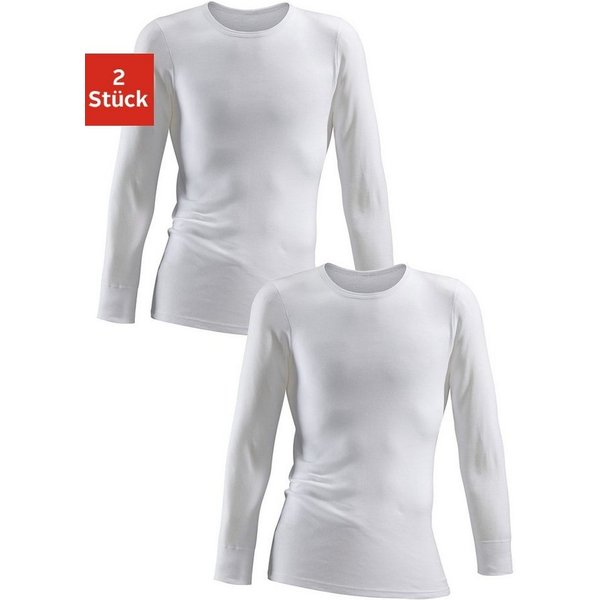 Clipper Unterhemd (2-St) schlichtes Basic, Unterziehshirt - in Feinripp, Langarmshirt