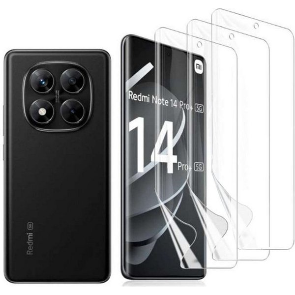 CLM-Tech Displayschutzfolie 3X für Xiaomi Redmi Note 14 Pro 5G Folie weich für Xiaomi Redmi Note 14 Pro 5G / Redmi Note 14 Pro+, TPU Folie - Anti-Fingerabdruck 