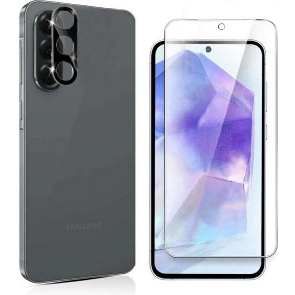 CLM-Tech Displayschutzglas 1X Schutzfolie für Samsung Galaxy A36 5G Panzerfolie 1X Kameraschutz für Samsung Galaxy A36 5G, 2er Set Kameraglas Panzerglas Display