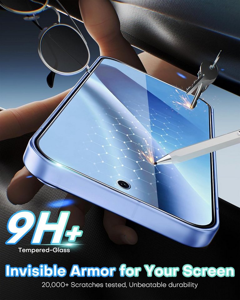 CLM-Tech Displayschutzglas 2X für Google Pixel 10a, Panzerglas Folie - Blasenfreie Anbringung und kratzfest -, 2 Stück, Anti-Fingerabdruck – Bild 4 von 5