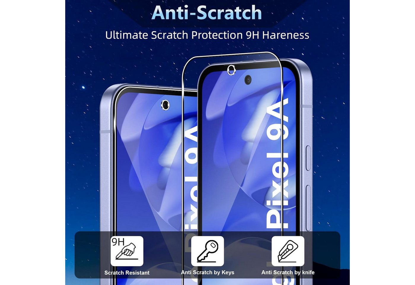 CLM-Tech Displayschutzglas 2x für Google Pixel 9a Panzerfolie für Google Pixel 9a, Panzerglas Folie - Anti-Fingerabdruck kratzfest kristallklar -, 2 Stück, Gehä – Bild 3 von 5