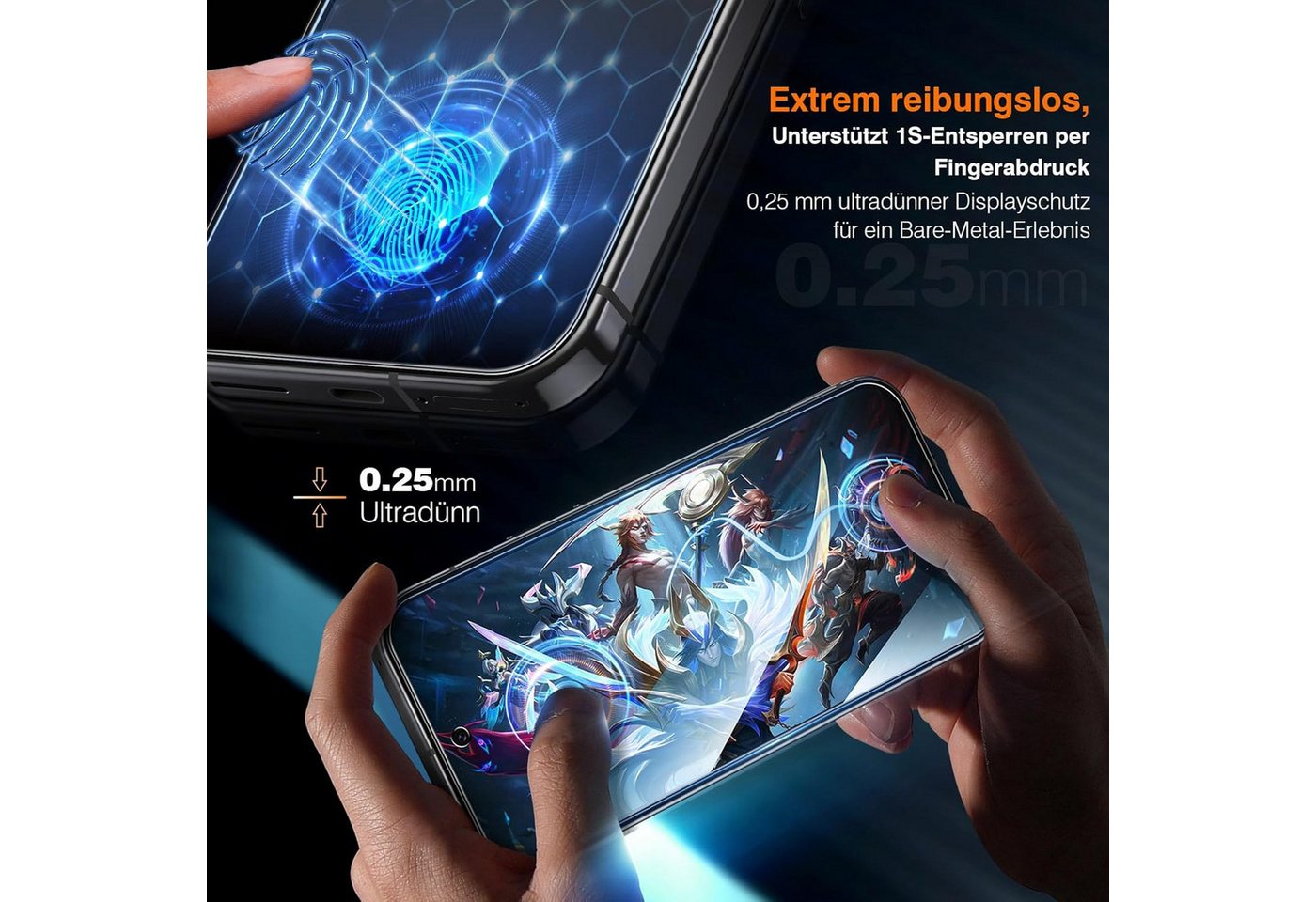 CLM-Tech Displayschutzglas 2x Schutzfolie für Google Pixel 9 / 9 Pro - Panzerfolie für Google Pixel 9 / 9 Pro, 6,3 Zoll Panzerglas Folie - Anti-Fingerabdruck un – Bild 5 von 5