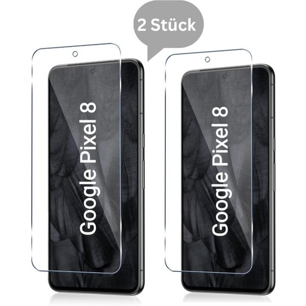 CLM-Tech Displayschutzglas 2x Schutzfolie für Google Pixel 8 - Panzerfolie für Google Pixel 8, - Panzerglas Folie - Anti-Fingerabdruck und kratzfest -, 2 Stück,