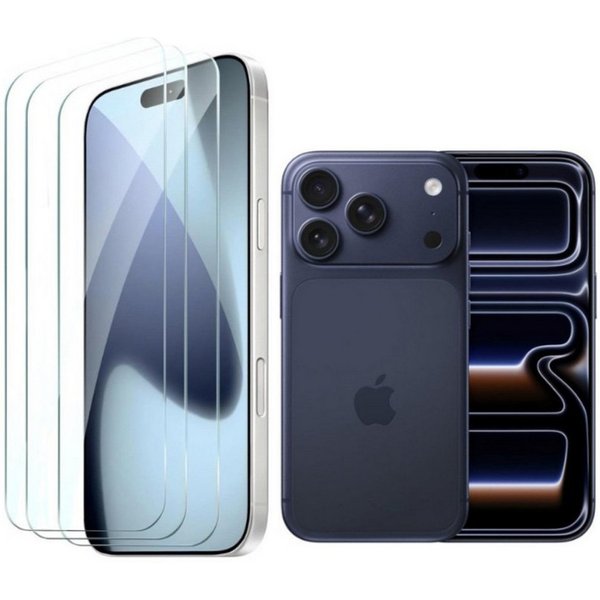 CLM-Tech Displayschutzglas 3X für iPhone 17 Pro / iPhone 18 Pro 6,3 Zoll, Panzerglas Folie - Anti-Fingerabdruck und kratzfest -, 3 Stück, Gehärtetes 9H Glas