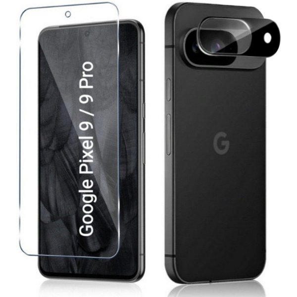 CLM-Tech Displayschutzglas für Google Pixel 9 Panzerfolie 1X und Kameraschutz 1X für Google Pixel 9, Schutzfolie 2er Set Kameraglas Panzerglas Displayschutz 9H 