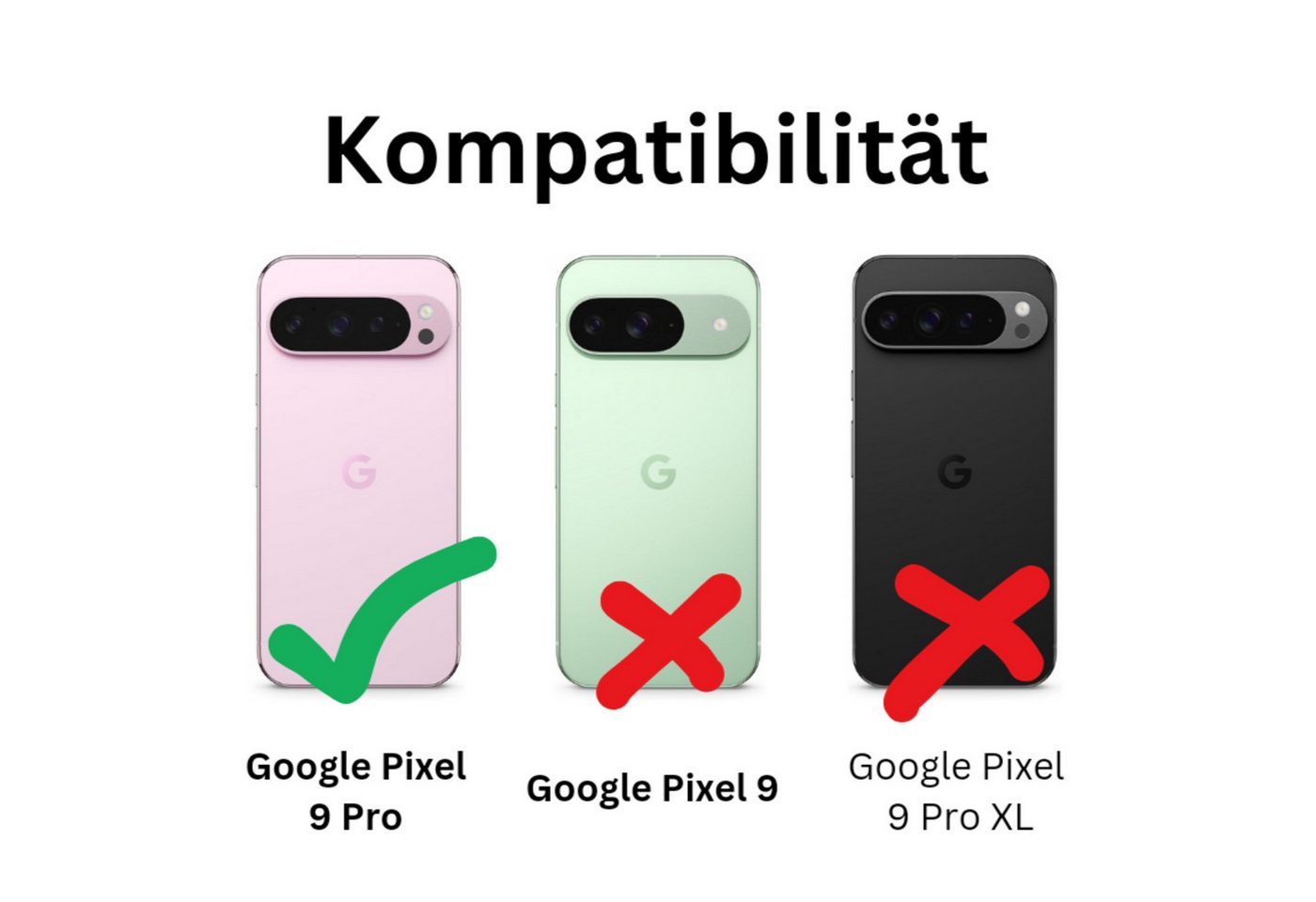 CLM-Tech Displayschutzglas für Google Pixel 9 Pro Panzerfolie 1X und Kameraschutz 1X für Google Pixel 9 Pro, 6,3 Zoll Schutzfolie 2er Set Kameraglas Panzerglas  – Bild 2 von 5