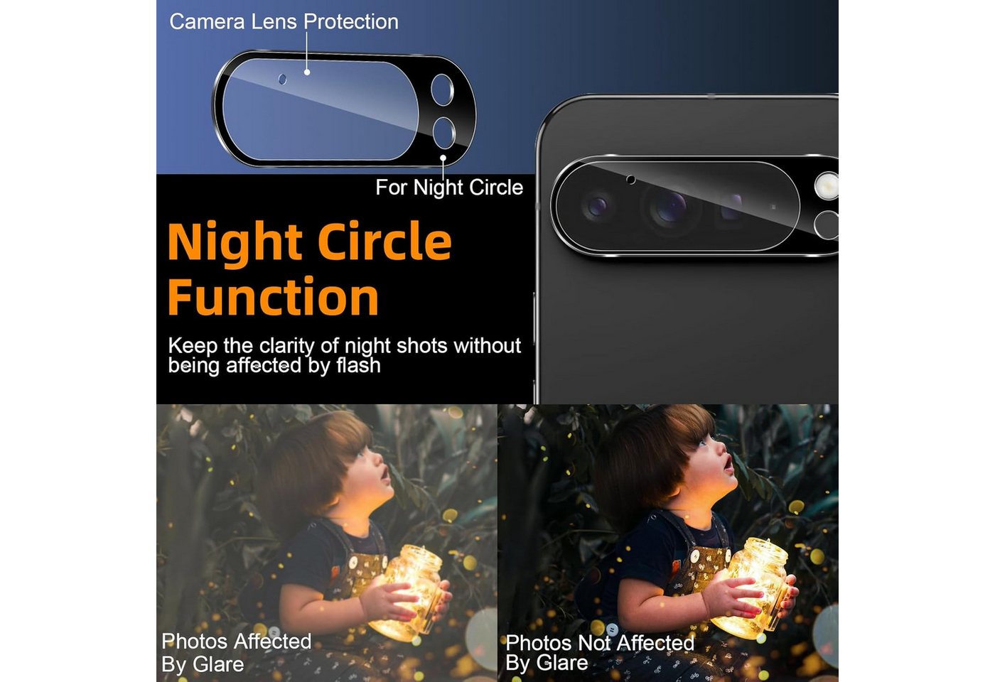 CLM-Tech Displayschutzglas für Google Pixel 9 Pro Panzerfolie 1X und Kameraschutz 1X für Google Pixel 9 Pro, 6,3 Zoll Schutzfolie 2er Set Kameraglas Panzerglas  – Bild 4 von 5