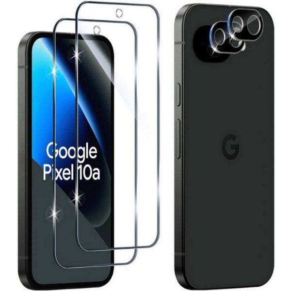 CLM-Tech Displayschutzglas und Kameraschutz für Google Pixel 10a, - Spar-Set (2x Display Panzerglas und 2x Kameraglas), 4 Stück, Anti-Fingerabdruck und blasenfr