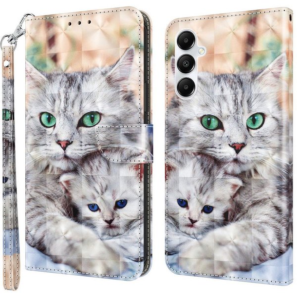 CLM-Tech Handytasche für Samsung Galaxy A16 / A17 / A18 4G / 5G Klapphülle (Katze und Kätzchen, 1-tlg., Handyhülle mit Standfunktion - Wallet Flip Case inklusiv