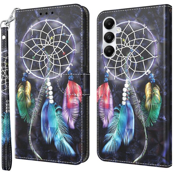 CLM-Tech Handytasche für Samsung Galaxy A16 / A17 / A18 4G / 5G Klapphülle (Traumfänger schwarz bunt, 1-tlg., Handyhülle mit Standfunktion - Wallet Flip Case in