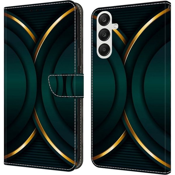 CLM-Tech Handytasche für Samsung Galaxy S26 6,3 Zoll Hülle aus PU-Leder Klapphülle (goldener Rand Kontur, 1-tlg., Handyhülle mit Standfunktion - Flip Case inklu