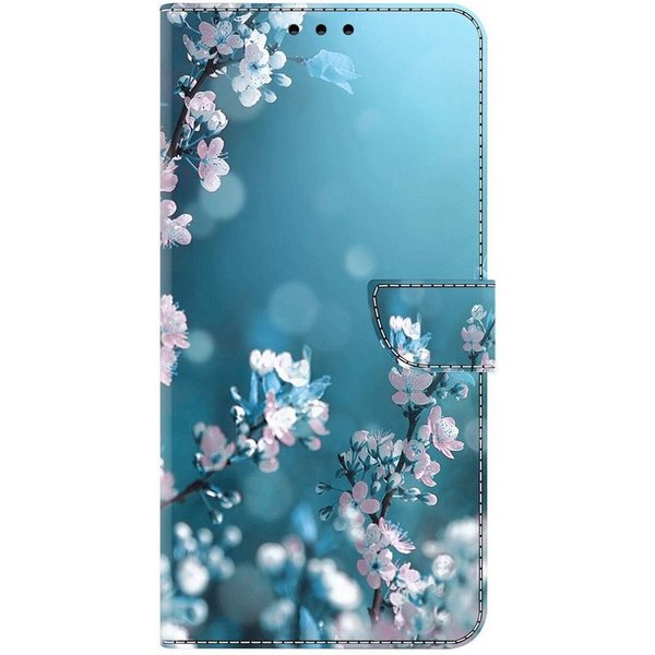 CLM-Tech Handytasche für Xiaomi Redmi Note 13 Pro 5G Hülle Tasche aus Kunstleder Klapphülle (Pflaumenblüte blau, Handyhülle Wallet Flip Case Cover Etui), Schutz