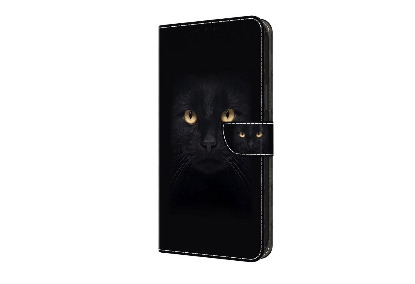 CLM-Tech Handytasche für Xiaomi Redmi Note 15 5G Klapphülle aus PU Leder (schwarzer Panther Augen, 1-tlg., Flip Case), Magnetverschluss, Standfunktion und Karte – Bild 5 von 5
