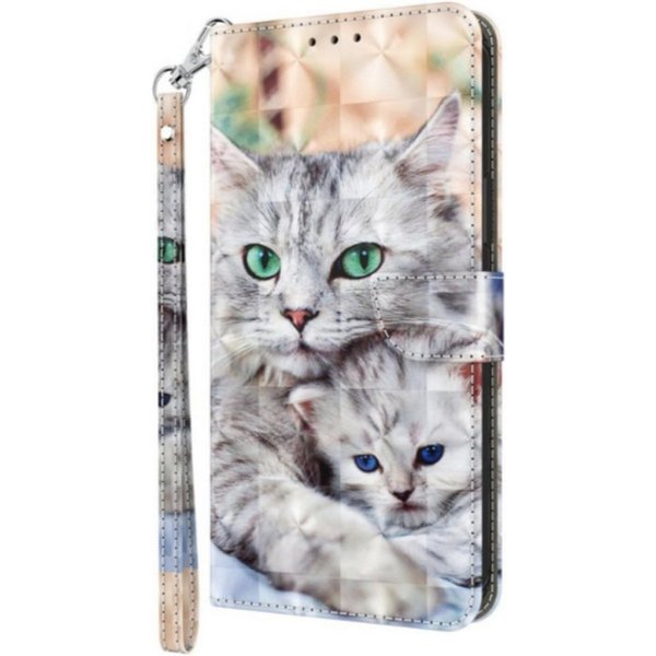 CLM-Tech Handytasche für Xiaomi Redmi Note 15 Pro 5G 6,83 Zoll Klapphülle aus PU Leder (Katze und Kätzchen, 1-tlg., Flip Case), Magnetverschluss, Standfunktion 