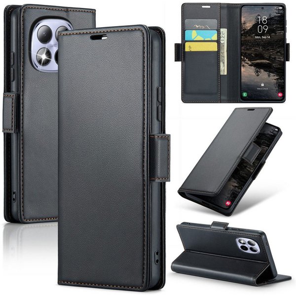 CLM-Tech Handytasche für Xiaomi Redmi Note 15 Pro 5G 6,83 Zoll PU Leder Klapphülle (schwarz, 1-tlg., Flip Case inklusive Standfunktion und Kartenfächer), Magnet