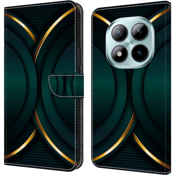 CLM-Tech Handytasche für Xiaomi Redmi Note 15 Pro+ / Plus 5G Klapphülle aus PU-Leder (goldener Rand Kontur, 1-tlg., Flip Case), Magnetverschluss, Standfunktion 