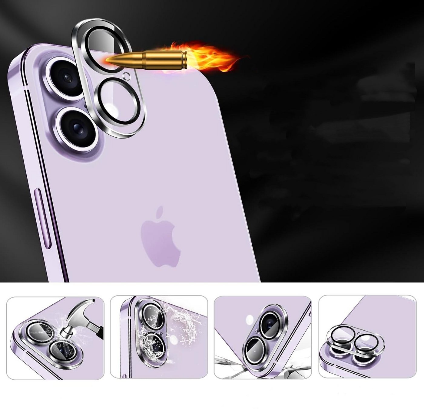 CLM-Tech Kameraschutzglas 2X für iPhone 17 6,1 Zoll, Linse Schutzglas 9H Glas - Folie kristallklar Panzerglas 2X Stück, 2 Stück, Kratzfest – Bild 3 von 5