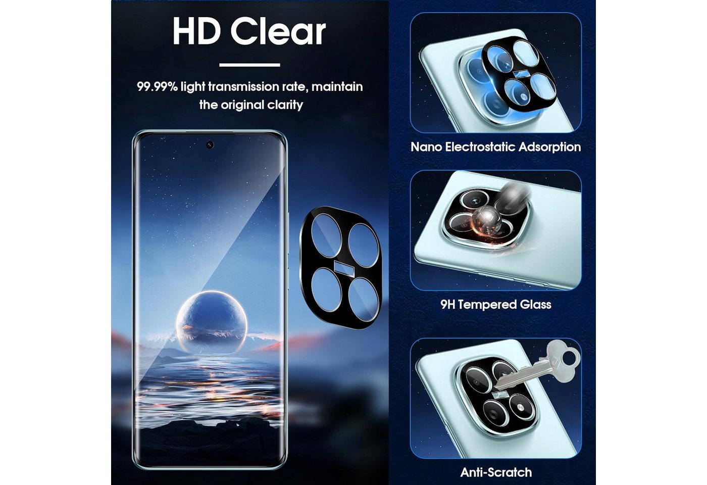 CLM-Tech Kameraschutzglas 2X für Xiaomi Redmi Note 15 Pro 5G 6,83 Zoll, (Nicht 4G) Linse 9H Glas - Folie kristallklar Panzerglas, 2 Stück, Kratzfest – Bild 5 von 5