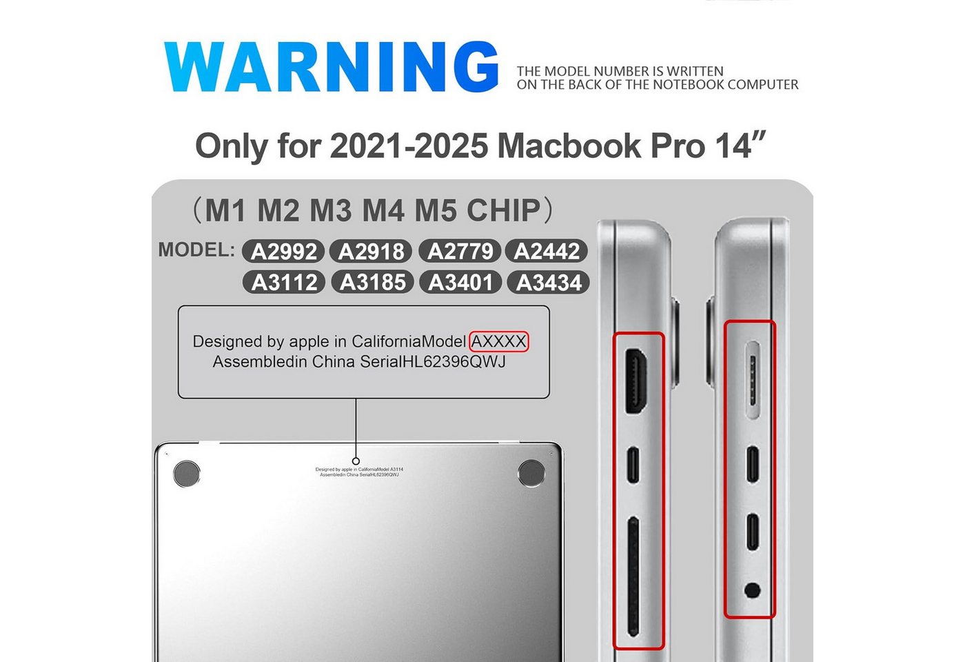 CLM-Tech Laptop-Hülle 14 Zoll, für MacBook Pro M5 M4 M3 M2 M1 - kristallklare Hartschale – Bild 3 von 5