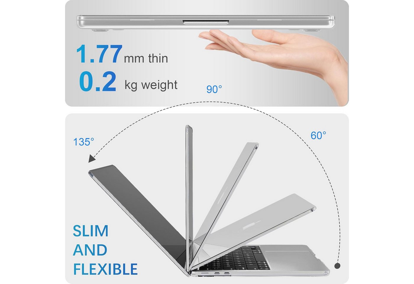 CLM-Tech Laptop-Hülle 14 Zoll, für MacBook Pro M5 M4 M3 M2 M1 - kristallklare Hartschale – Bild 4 von 5
