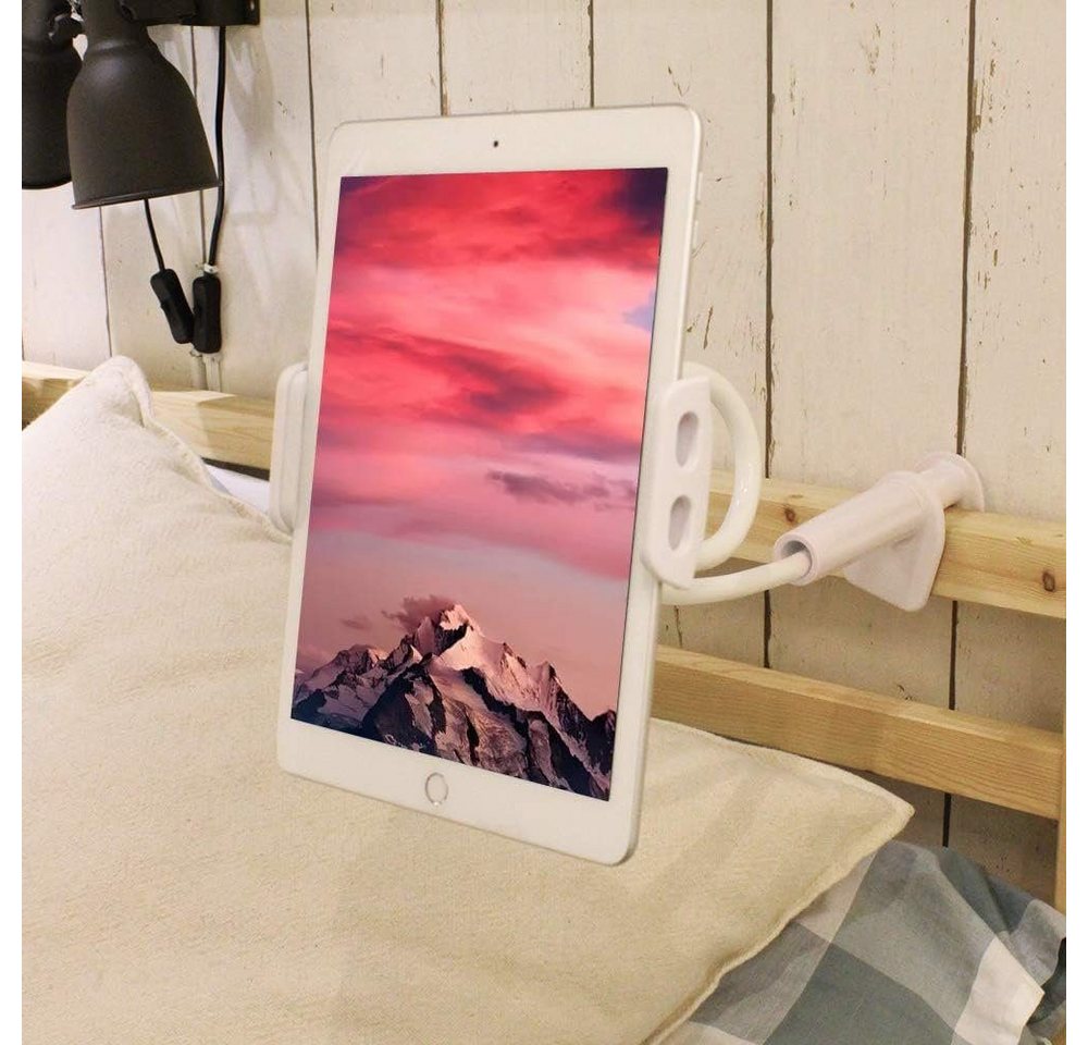 CLM-Tech Schwanenhals Tablet Halterung Bett - Handy Halter als langer Arm -, (bis 11 Zoll, Tablet Tisch Halterung - Weiß, 2-tlg., Flexible Kindle Halterung) – Bild 2 von 5