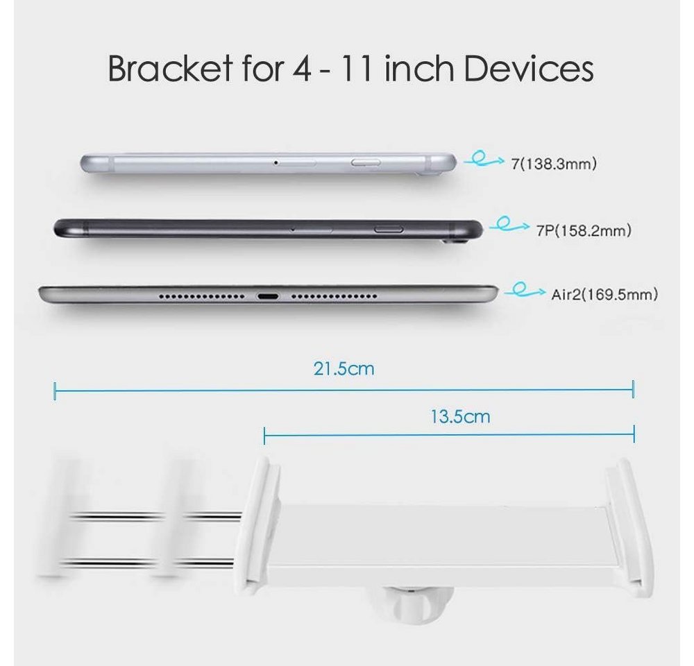 CLM-Tech Schwanenhals Tablet Halterung Bett - Handy Halter als langer Arm -, (bis 11 Zoll, Tablet Tisch Halterung - Weiß, 2-tlg., Flexible Kindle Halterung) – Bild 5 von 5