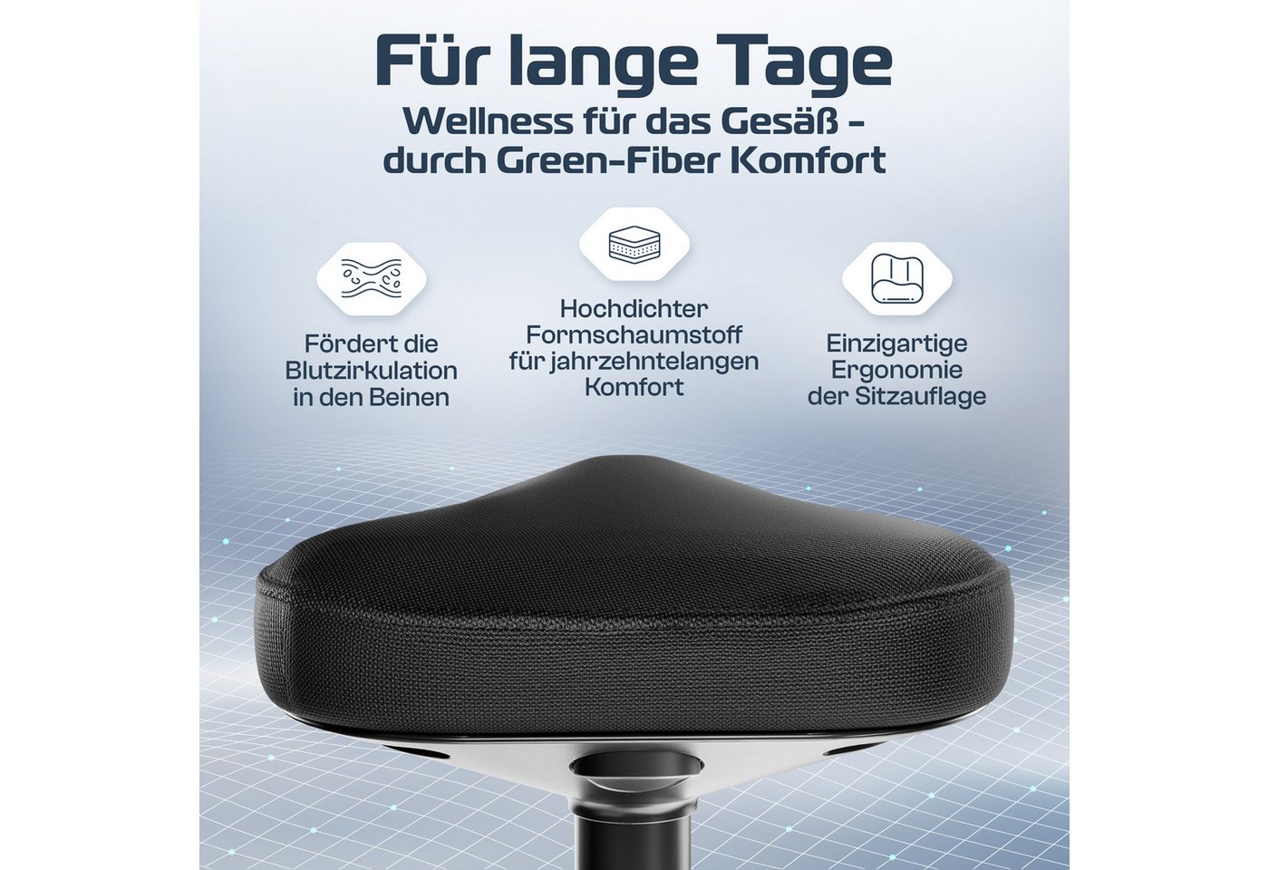 CLOUVOU Arbeitshocker Nexus Bürohocker - Ergonomischer Hocker Büro -, höhenverstellbar 47cm bis 64cm - Wackelhocker zur Stärkung des Rückens – Bild 4 von 5