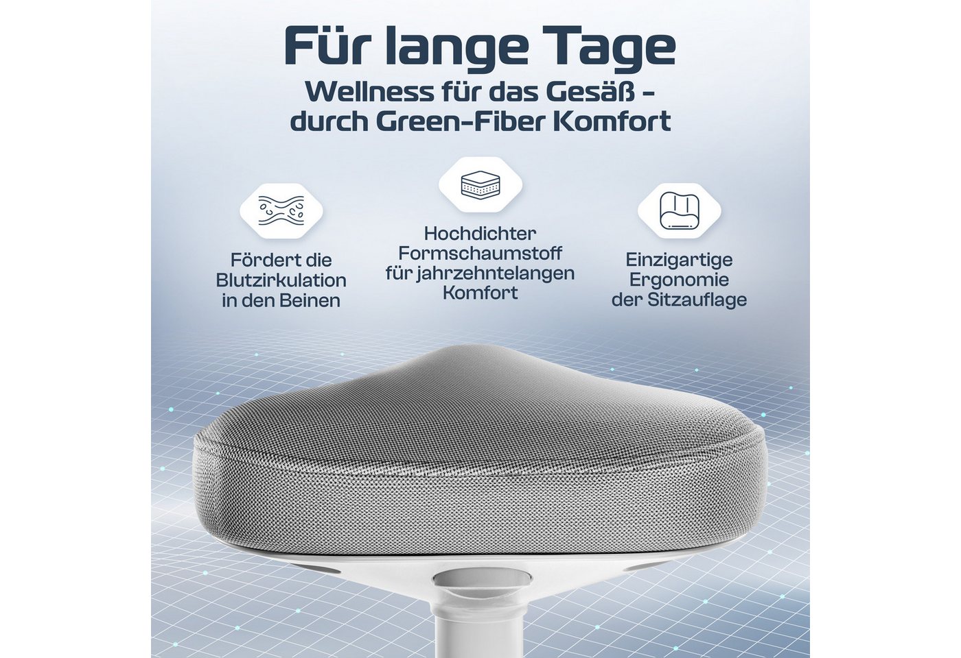 CLOUVOU Arbeitshocker Nexus Bürohocker - Ergonomischer Hocker Büro -, höhenverstellbar 57cm bis 82cm - Wackelhocker zur Stärkung des Rückens – Bild 4 von 5