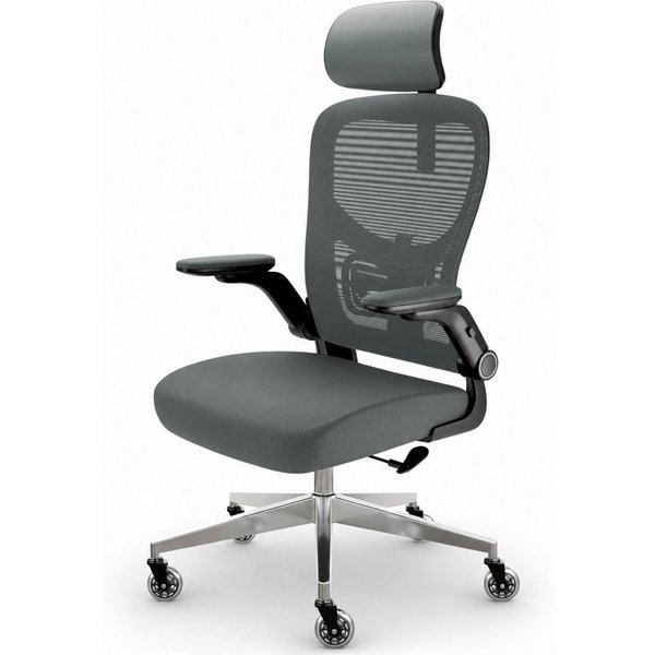 CLOUVOU Bürostuhl Ergonomisch, Schreibtischstuhl bis 150 kg (SmartSeat - Chefsessel für Arbeitszimmer, 3D-Kopfstütze & Flip-Up Armlehnen), Blade Wheels, Homeoff