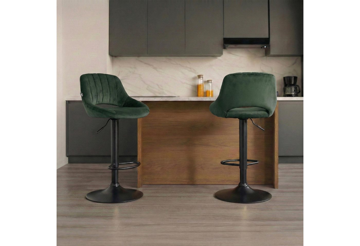 CLP Barhocker Milet Samt (Set, 2er), Samtbezüge, höhenverstellbar, drehbar – Bild 3 von 5
