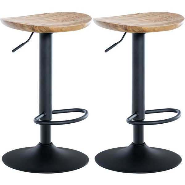 CLP Barhocker Skelde (Set, 2er), höhenverstellbar, Massivholz-Sitz