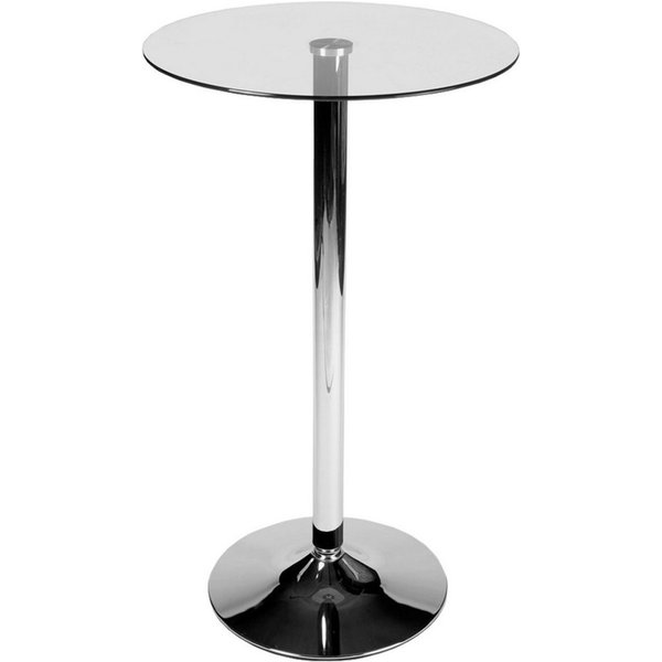 CLP Bartisch Stehtisch Rund (1er), mit Glas-Tischplatte & Metall-Gestell