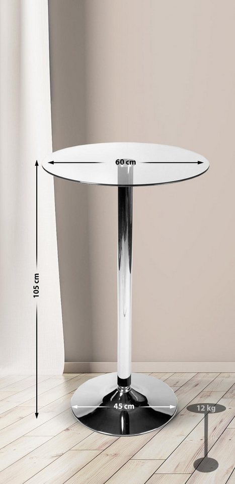 CLP Bartisch Stehtisch Rund (1er), mit Glas-Tischplatte & Metall-Gestell – Bild 3 von 5