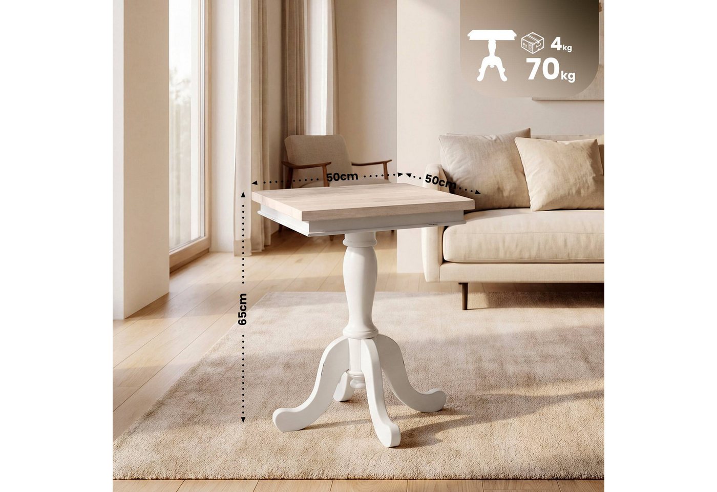 CLP Beistelltisch Lorne (1er), Sofatisch im Landhausstil, Shabby Chic – Bild 2 von 5