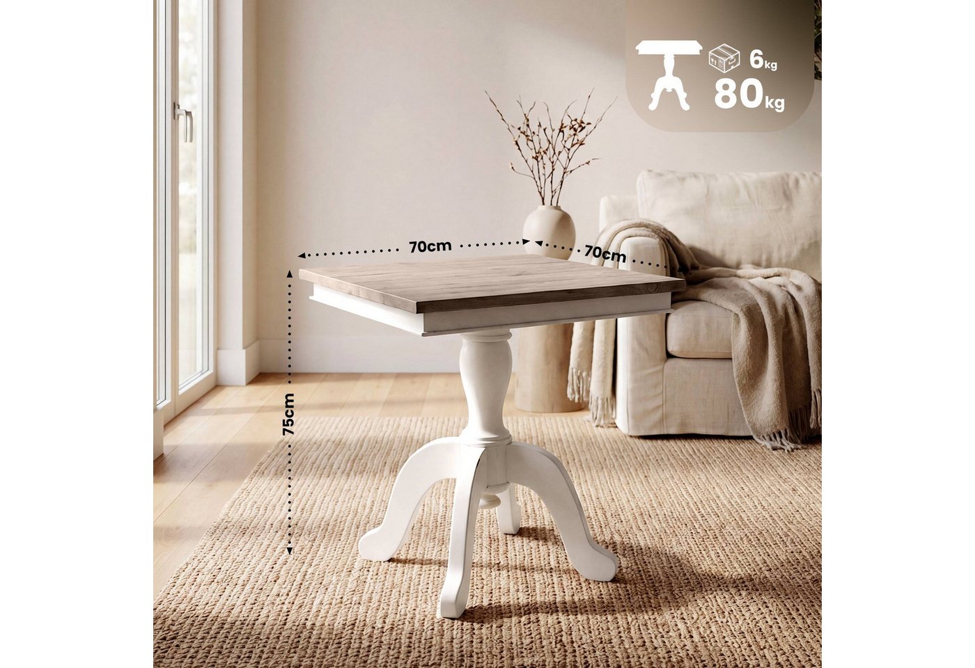 CLP Beistelltisch Lorne (1er), Sofatisch im Landhausstil, Shabby Chic – Bild 2 von 5