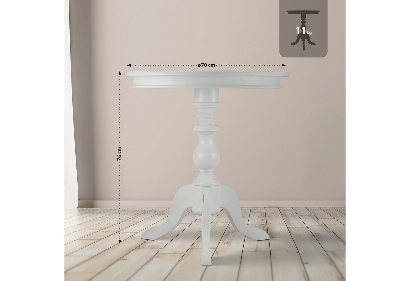 CLP Beistelltisch Wiva (1er), runder Tisch aus Mindiholz, 70 cm Durchmesser – Bild 2 von 5