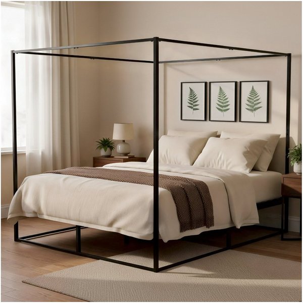 CLP Bett Batoni (1er, 1er), Himmelbett aus Metall, mit Lattenrost
