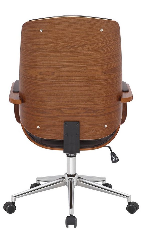 CLP Bürostuhl Bürostuhl ergonomisch gepolstert in Lederoptik (1er), höhenverstellbar, mit Chromgestell – Bild 5 von 5