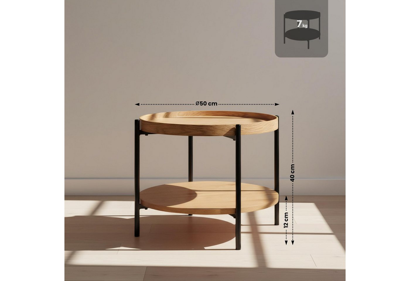 CLP Couchtisch Corbitan (1er), Holztisch, pulverbeschichtetes Metall – Bild 2 von 5