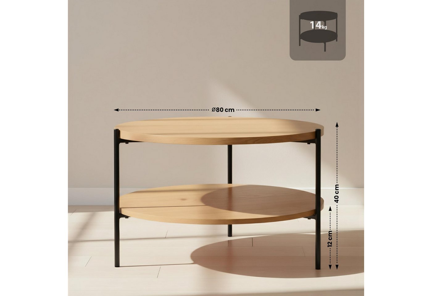 CLP Couchtisch Edduma (1er), Holztisch, pulverbeschichtetes Metall – Bild 2 von 5