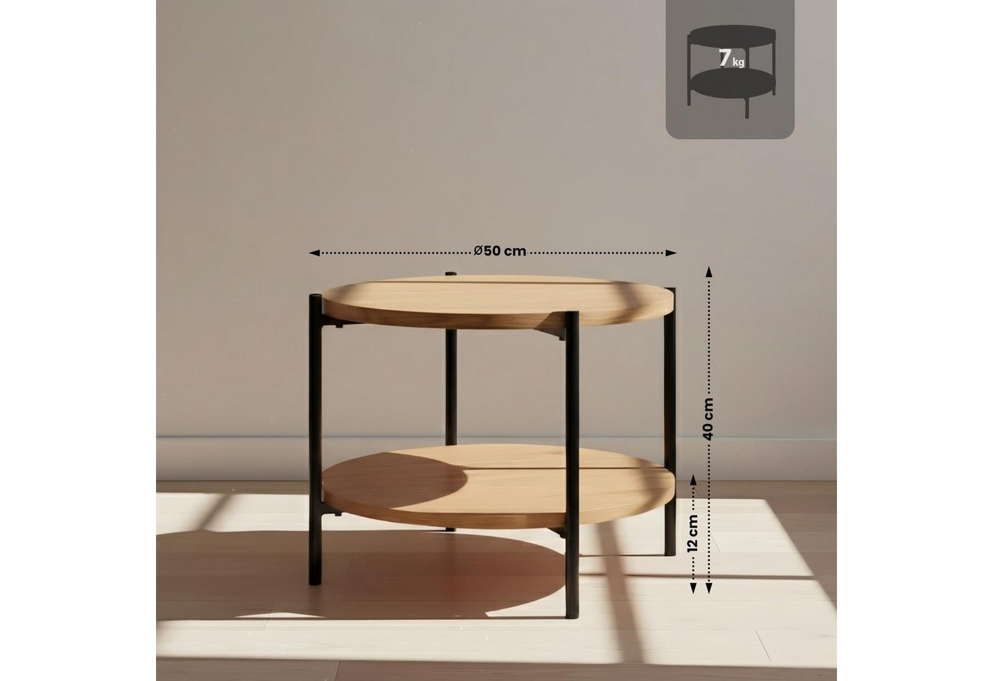 CLP Couchtisch Edduma (1er), Holztisch, pulverbeschichtetes Metall – Bild 2 von 5