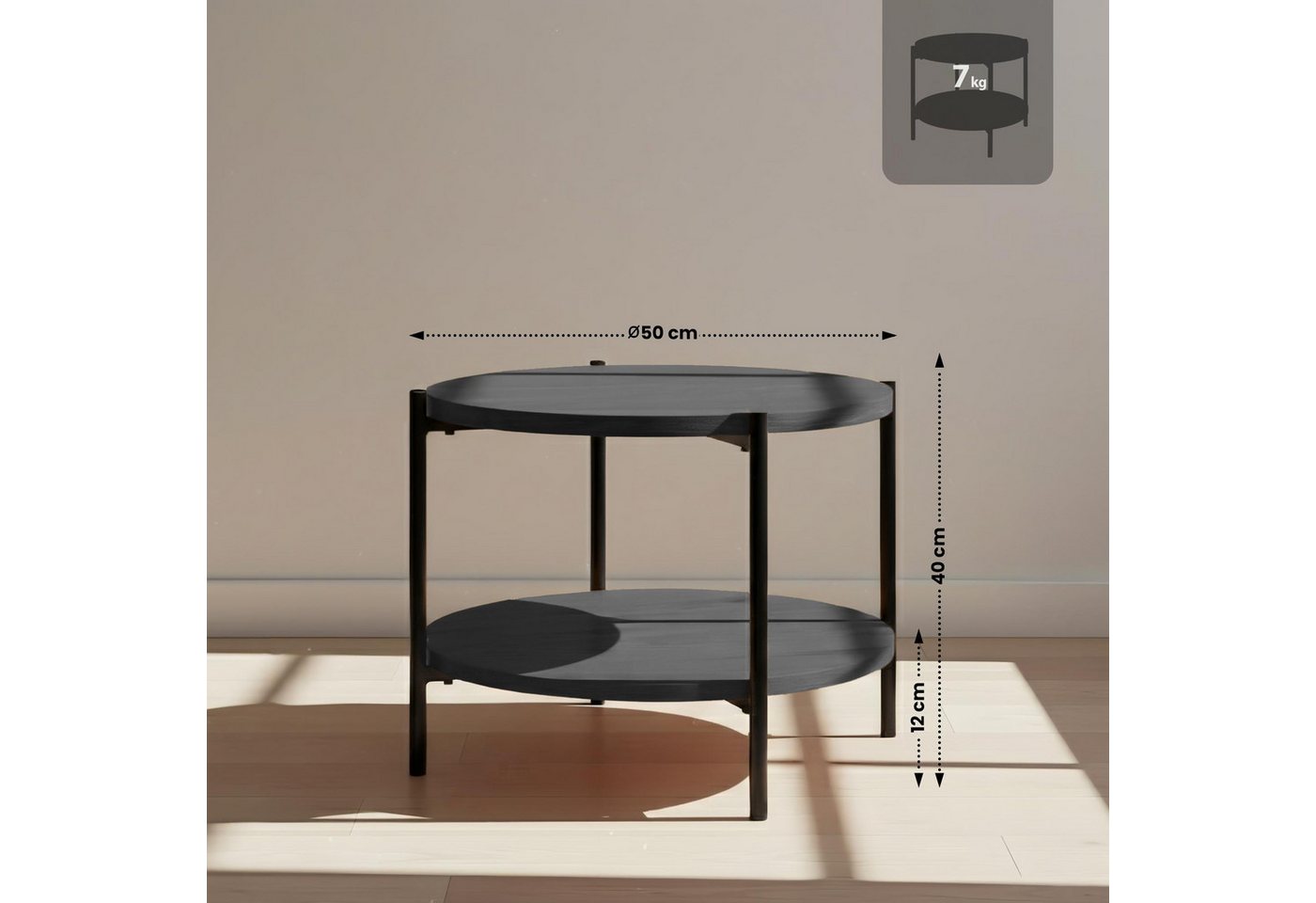 CLP Couchtisch Edduma (1er), Holztisch, pulverbeschichtetes Metall – Bild 2 von 5